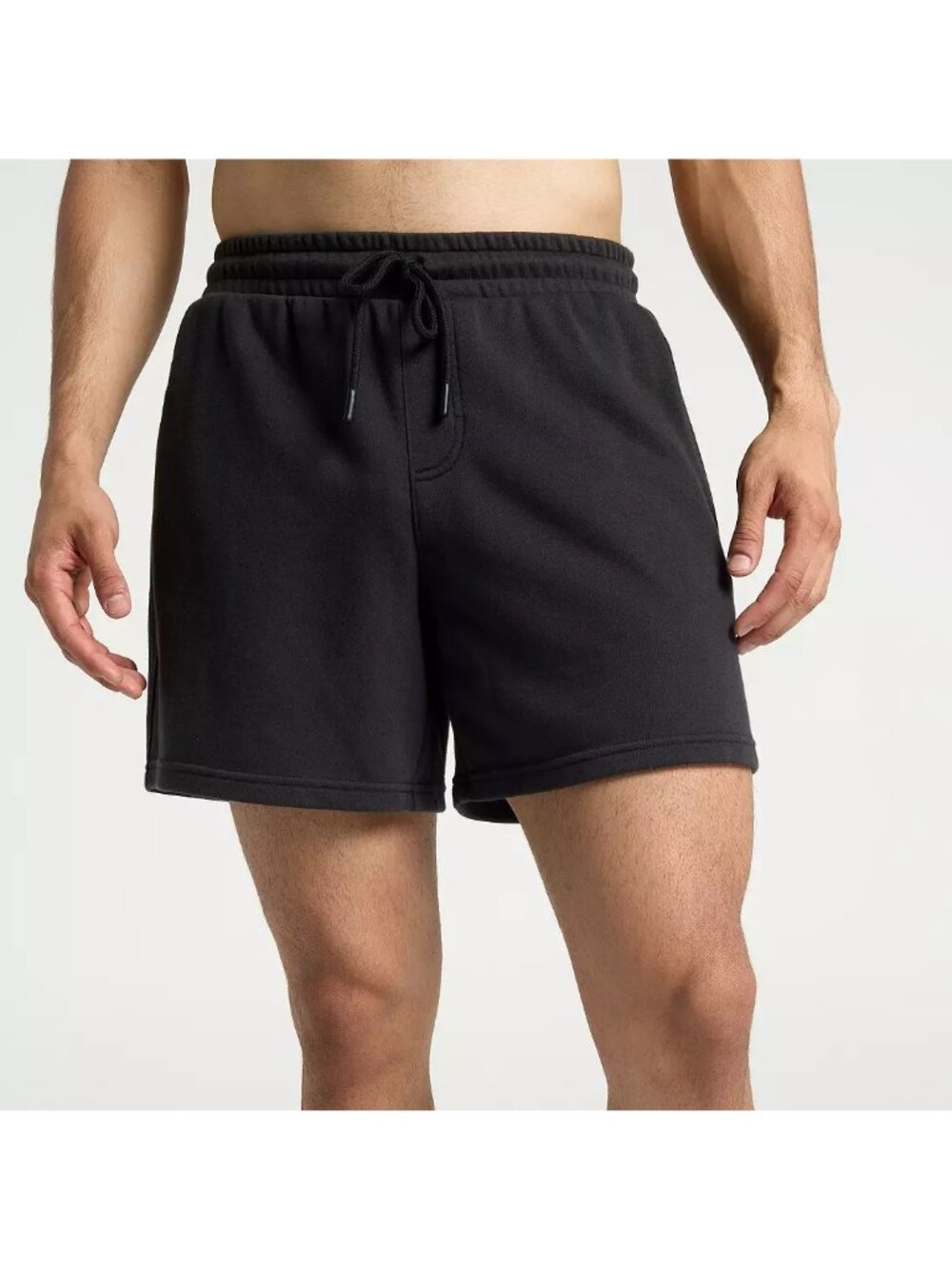 Mens Black Fleece Athletic Shorts With Drawstring Waist & Pockets Size XXL